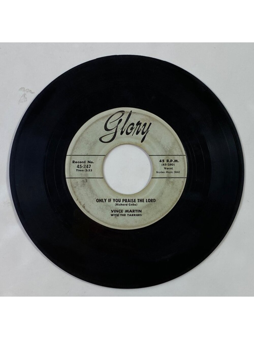 Vintage Glory Records 45 Rpm Vinyl Single Vince Martin Tarriers Cindy Oh Cindy